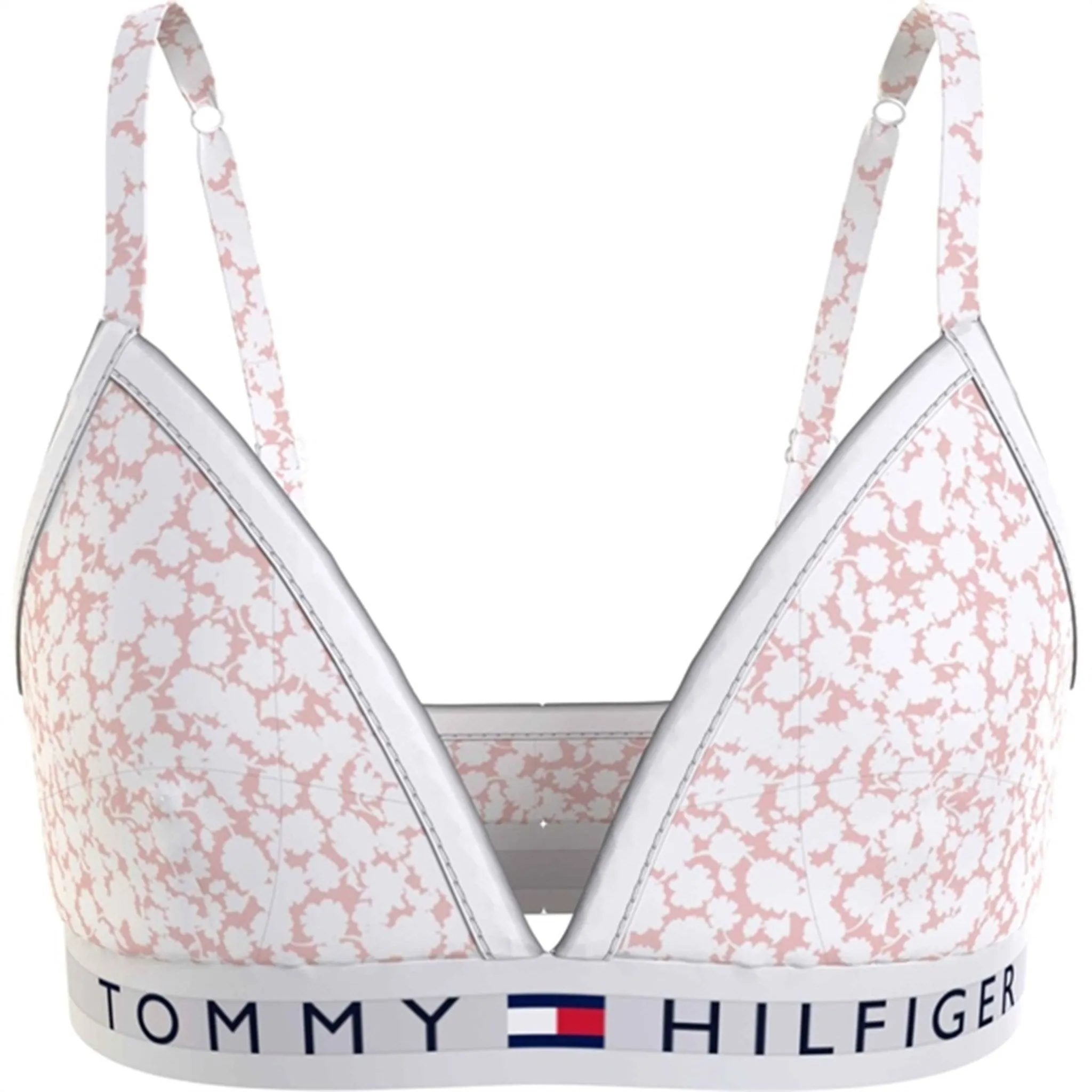 Friction Free Edging Trendy Tommy Hilfiger Padded Triangle Bra Printed Floral Whimsy Pink