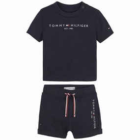 Tommy Hilfiger Baby Essential Shorts og T-shirt Set Desert Sky Soft Inner Lining