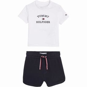 Breathable mesh Tommy Hilfiger Baby Th Logo Shorts Set White