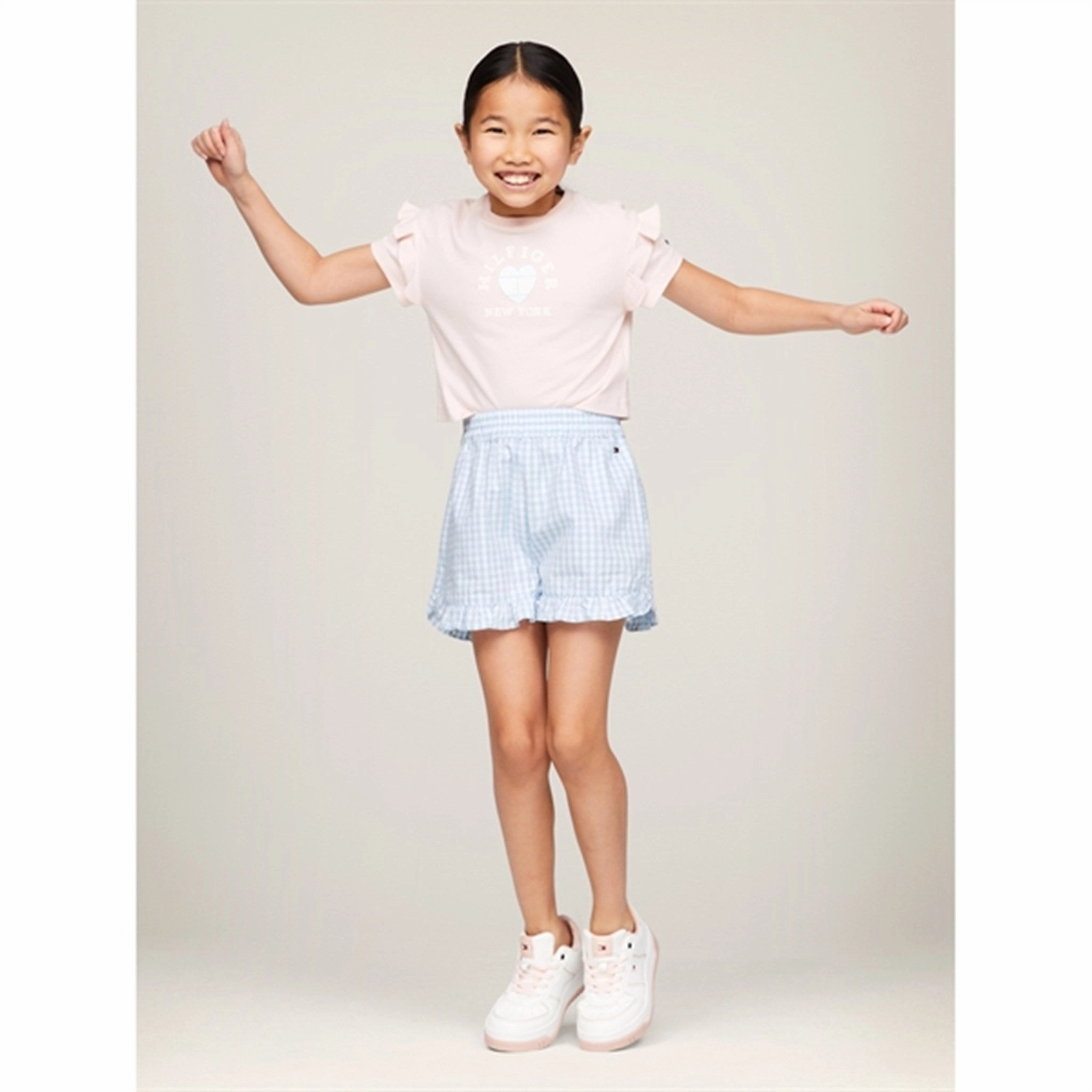 Anti Static Treatment Tommy Hilfiger Gingham Ruffle Shorts Breezy Blue Check