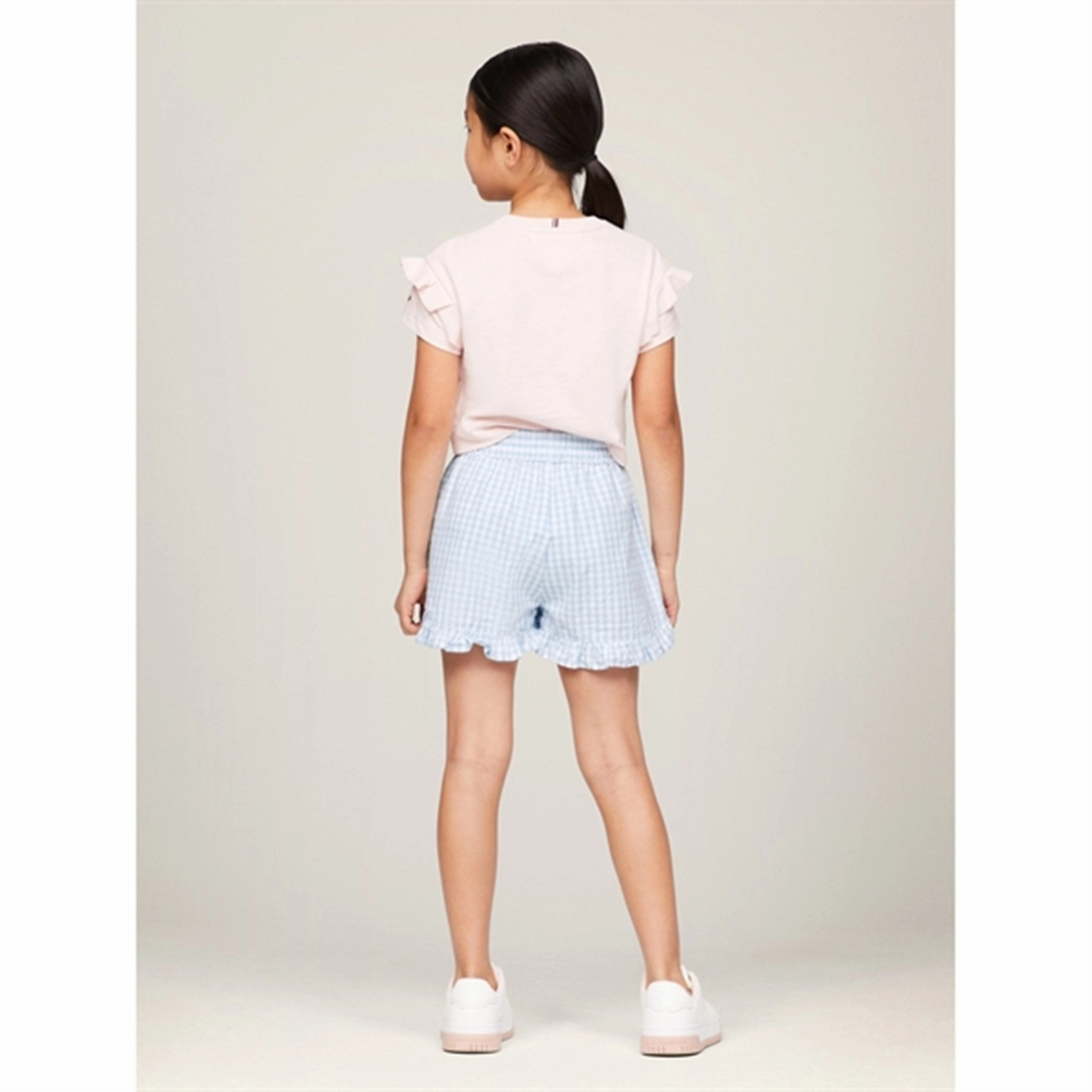 Tommy Hilfiger Gingham Ruffle Shorts Breezy Blue Check Soft Material kids' style