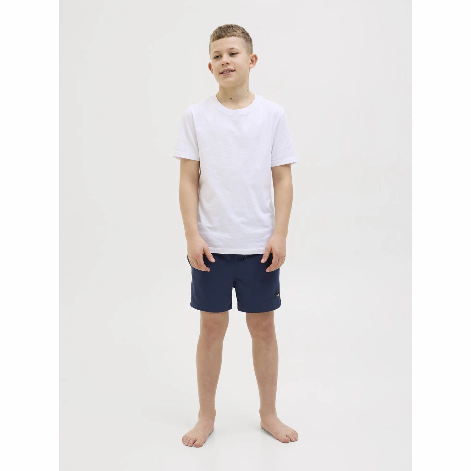 Jack & Jones Junior Navy Blazer Jpstmaui Jjswim Db Wb Neon Akm Jnr Tropical Swimwear Anti Slip Straps