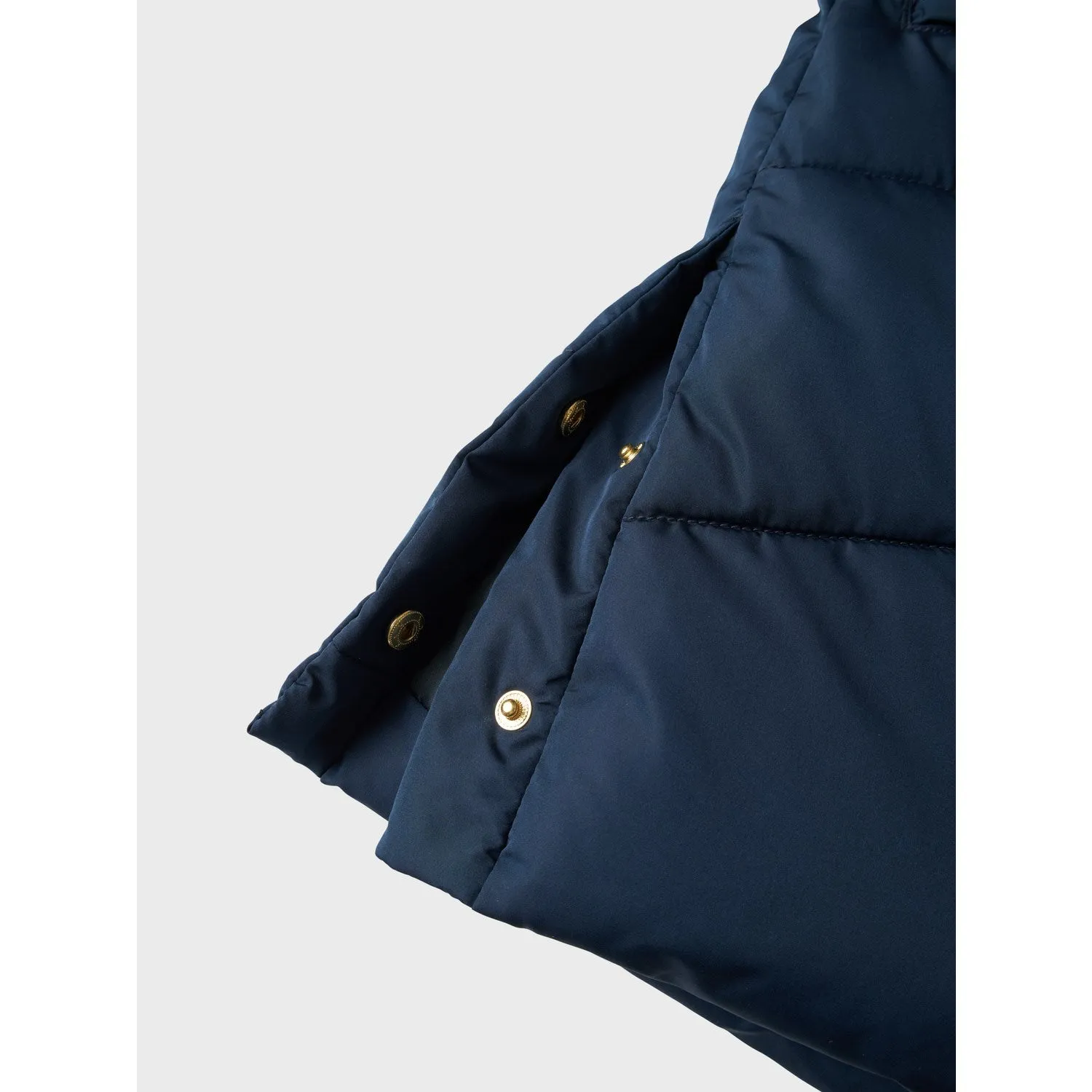 Fold-Over-Detail Earth-Tone Name It Dark Sapphire Memo Long Jacket