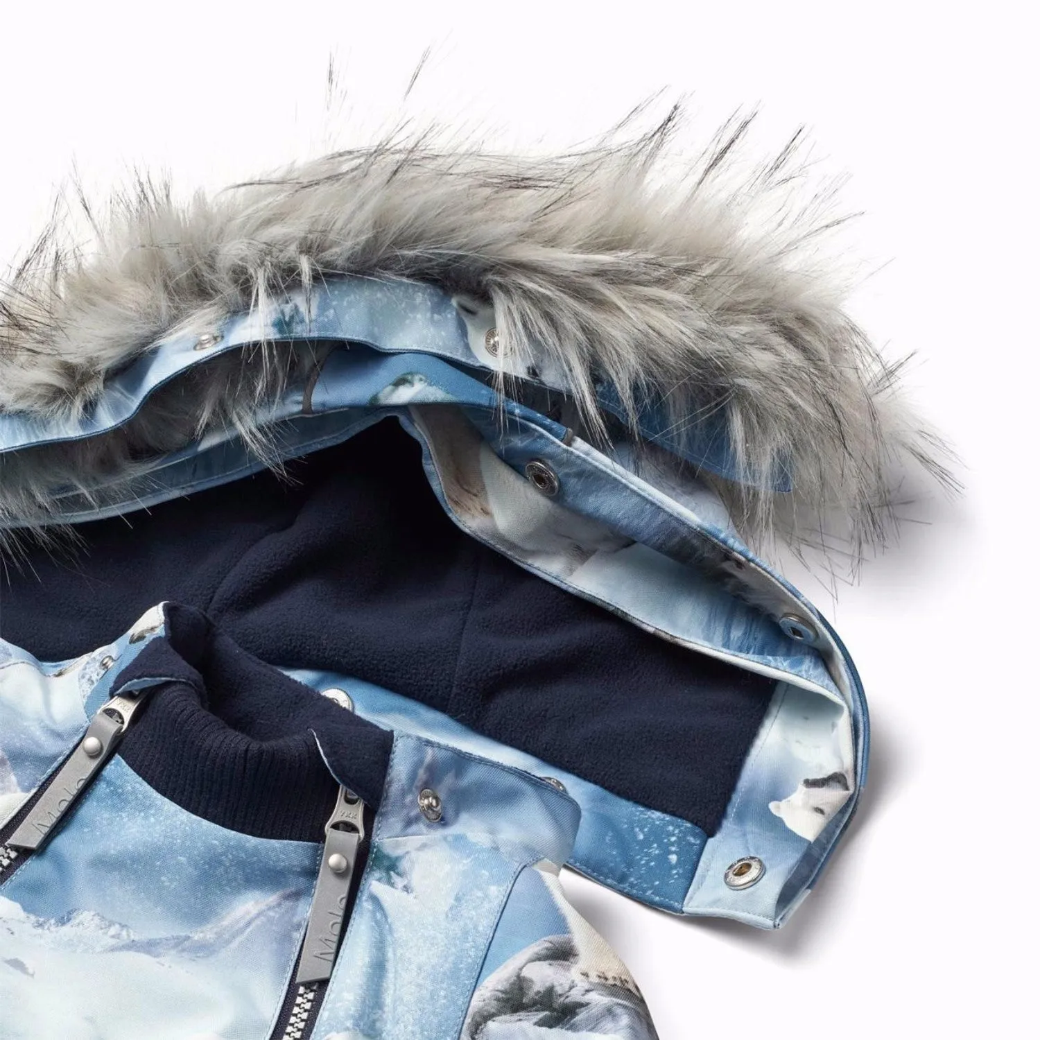 Molo Polar Bear Joy Hopla Fur Jacket Light Reflective Logos