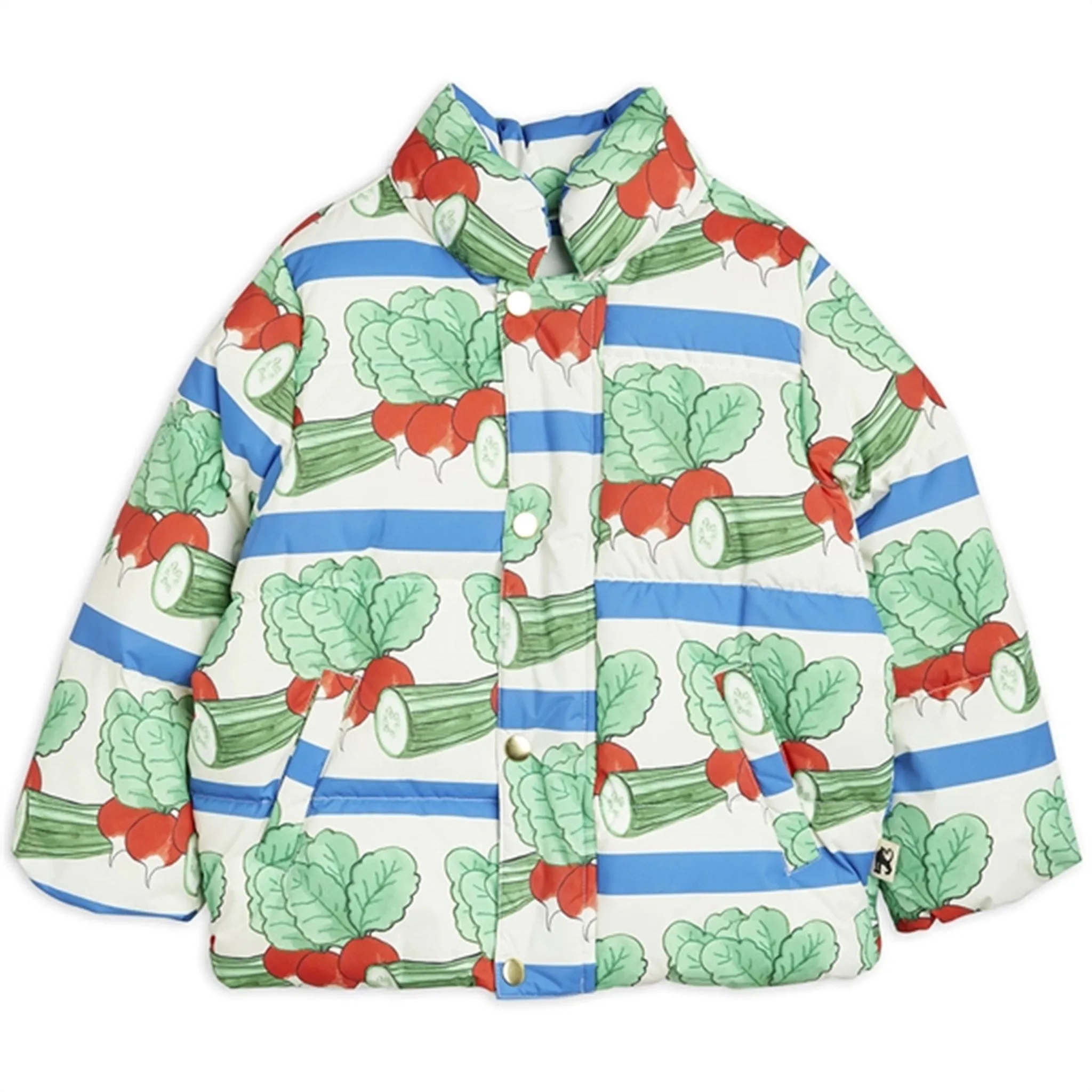 Lace-Sleeve Mini Rodini Veggie Aop Puffer Jacket Multi