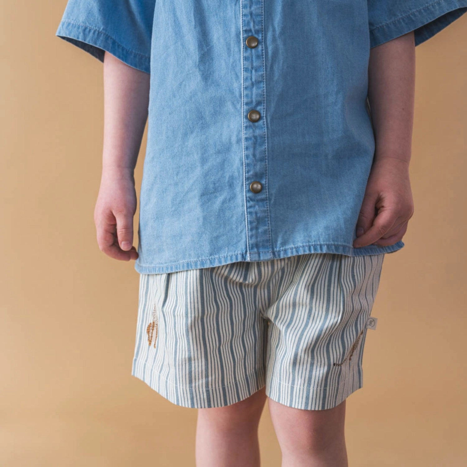 That's Mine Classic Blue Carlo Shorts high waisted Soft Elastic