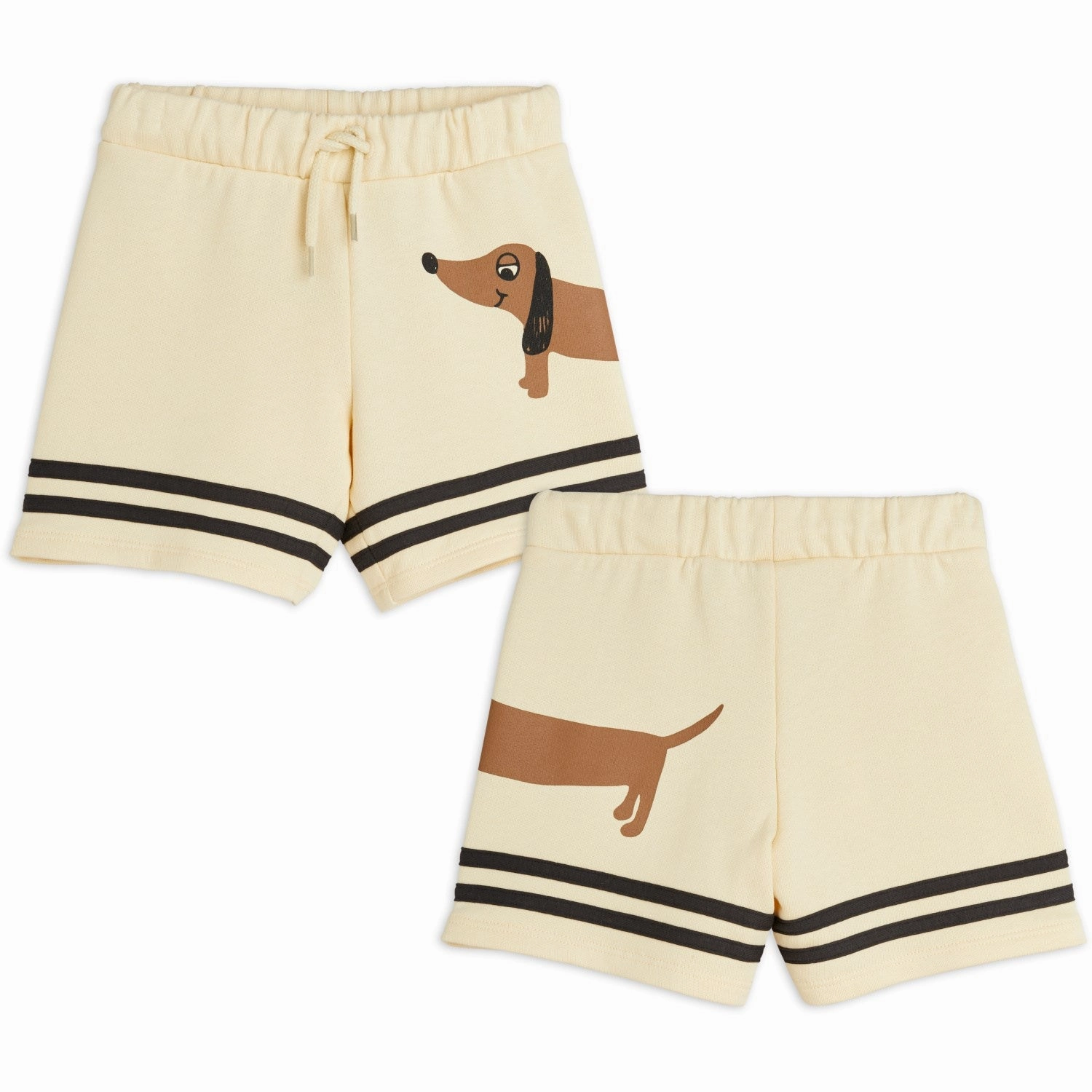 Mini Rodini Beige Dog Sp Stripes Sweatshorts Sun Protection Fabric