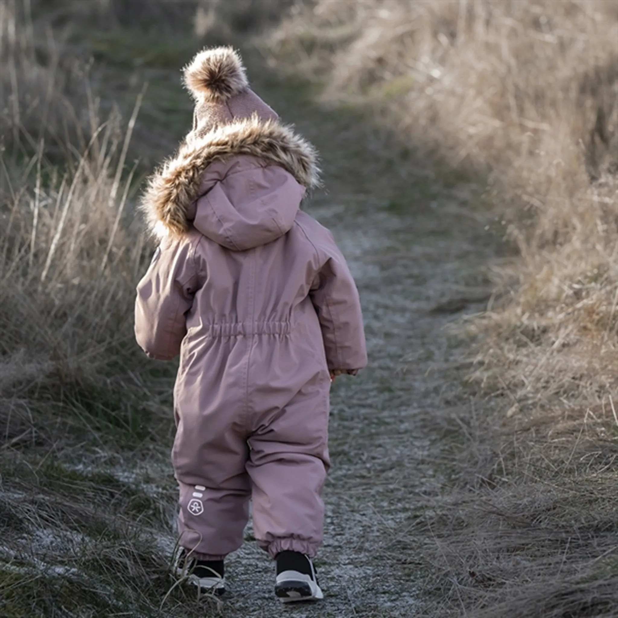 Tonal-Panel budget-friendly Color Kids Coverall w. Faux Fur Burlwood