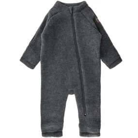 Mikk-Line Wool Baby Suit Anthracite Melange Ombre-Effect Cap-Sleeve