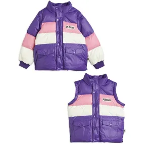 Mini Rodini Zip Sleeve Puffer Jacket Purple Durable-Fabric Shirred-Detail