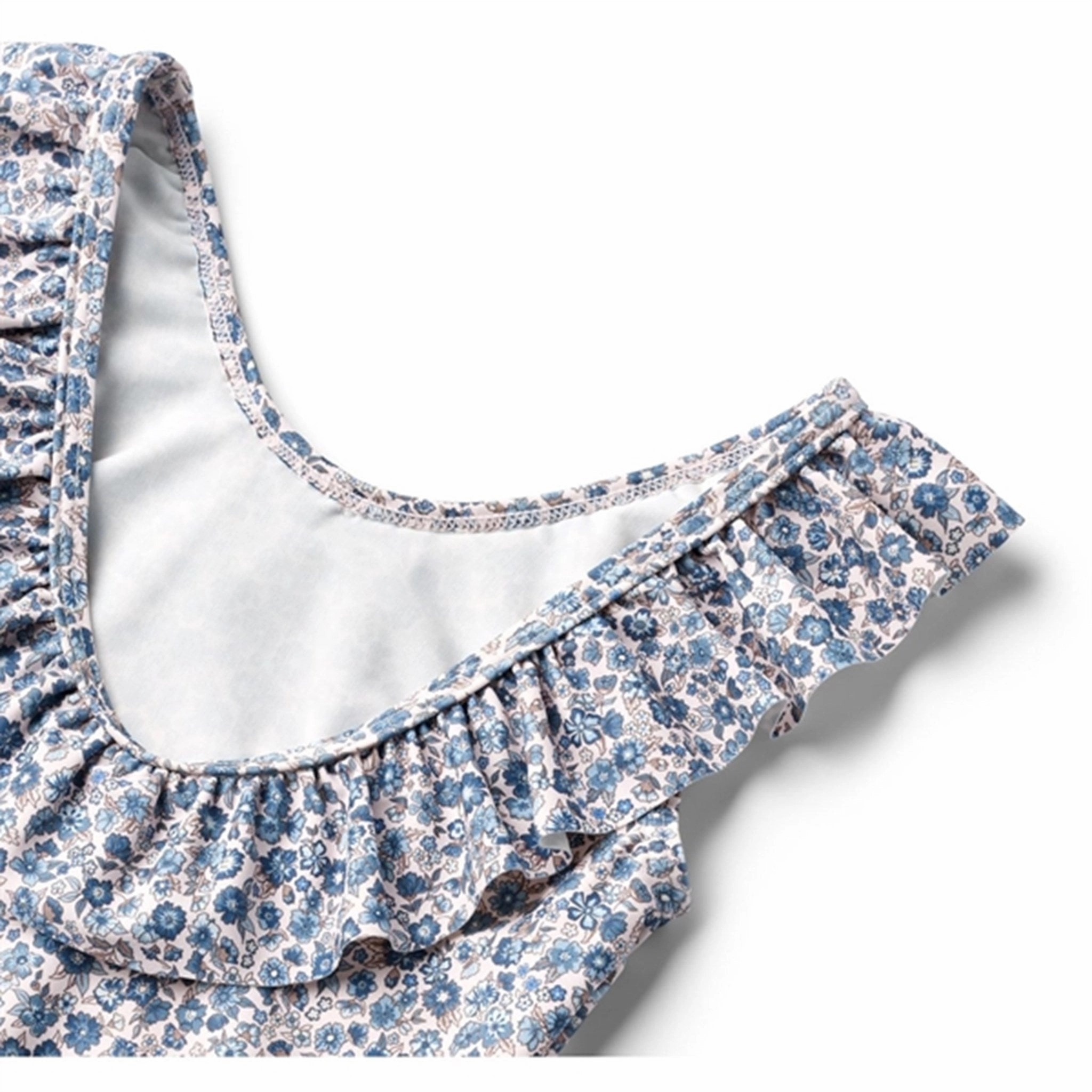 Neutral-Palette Wheat Blue Flower Meadow Swimsuit Marie-Louise