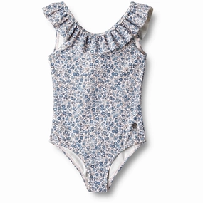 Wheat Blue Flower Meadow Swimsuit Marie-Louise Zero Rub Seam Construction Active Swim