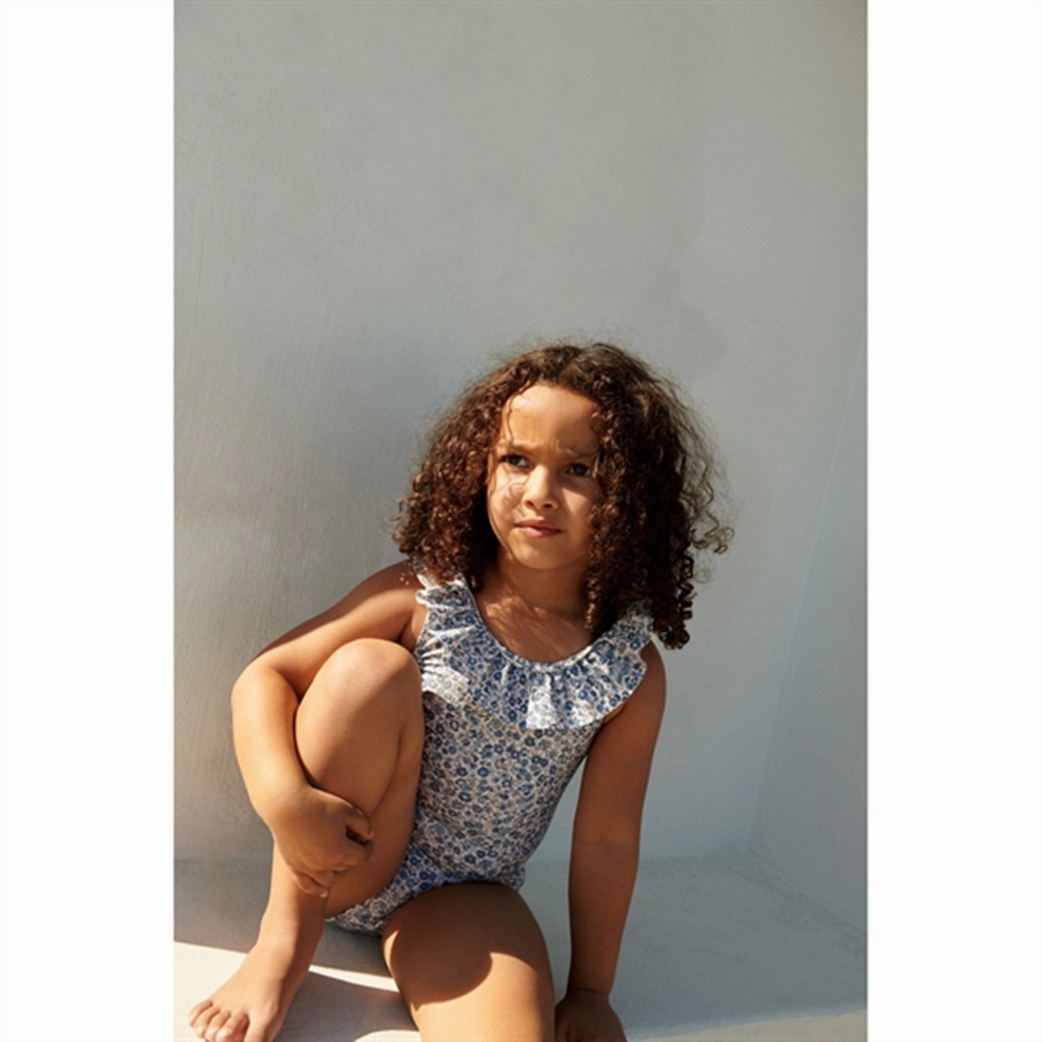 Deep-Tint Wheat Blue Flower Meadow Swimsuit Marie-Louise