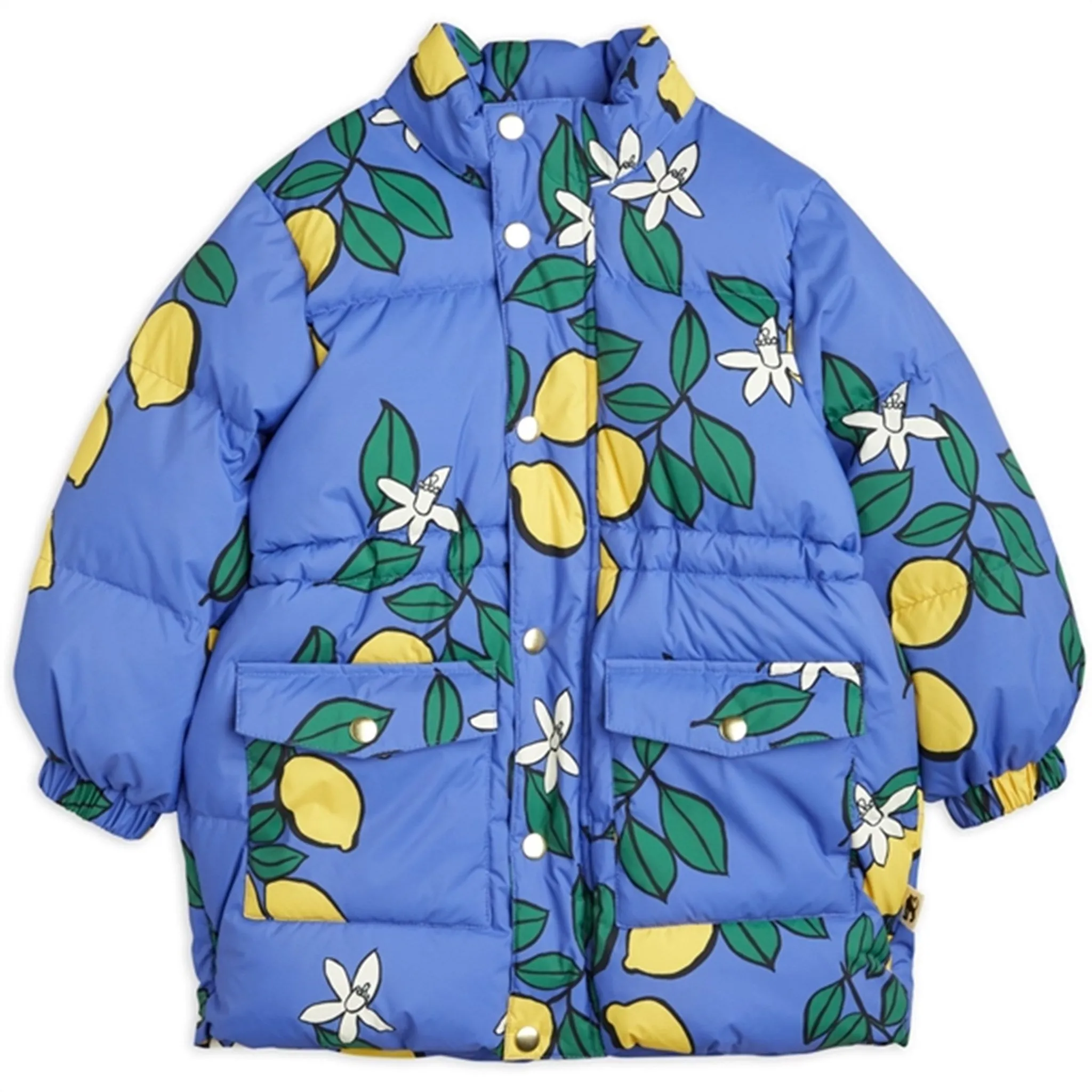 Mini Rodini Lemons Aop Heavy Puffer Jacket Blue Organic-Fabric