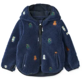 LieWood Robots / Indigo Blue Mara Pile Jacket With Ears Outdoor Essential Chilly Weather Gear