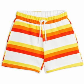 Mini Rodini Multi Stripe AOP Sweatshorts Flatlock Seams Easy Match