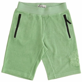 Stone Island Junior Fleece Shorts Light Green Cool Comfort High Durability Weave