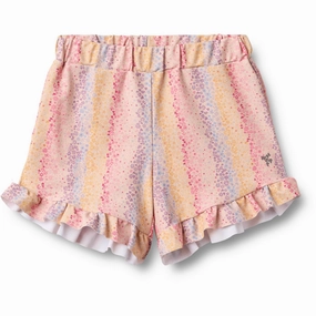 Eco Friendly Fabric Universal Clip Mechanism Wheat Multi Rainbow Swim Shorts Isabella