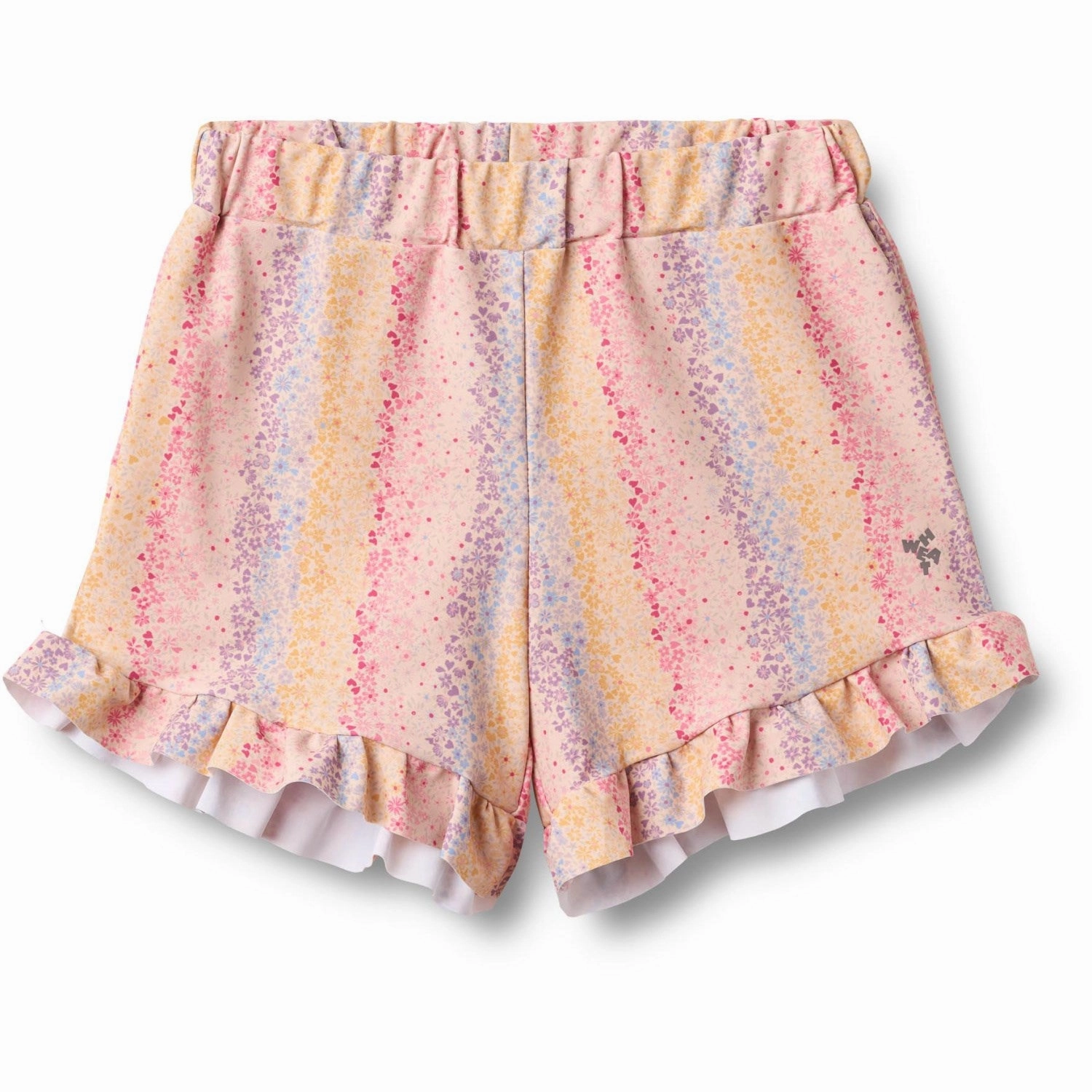 Eco Friendly Fabric Universal Clip Mechanism Wheat Multi Rainbow Swim Shorts Isabella