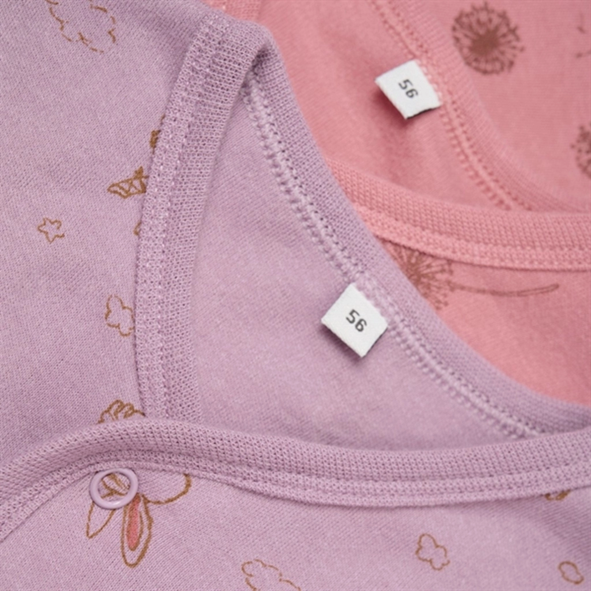 Pippi Nightsuit with Buttons 2-pack Dusty Rose Breathable Dinner
