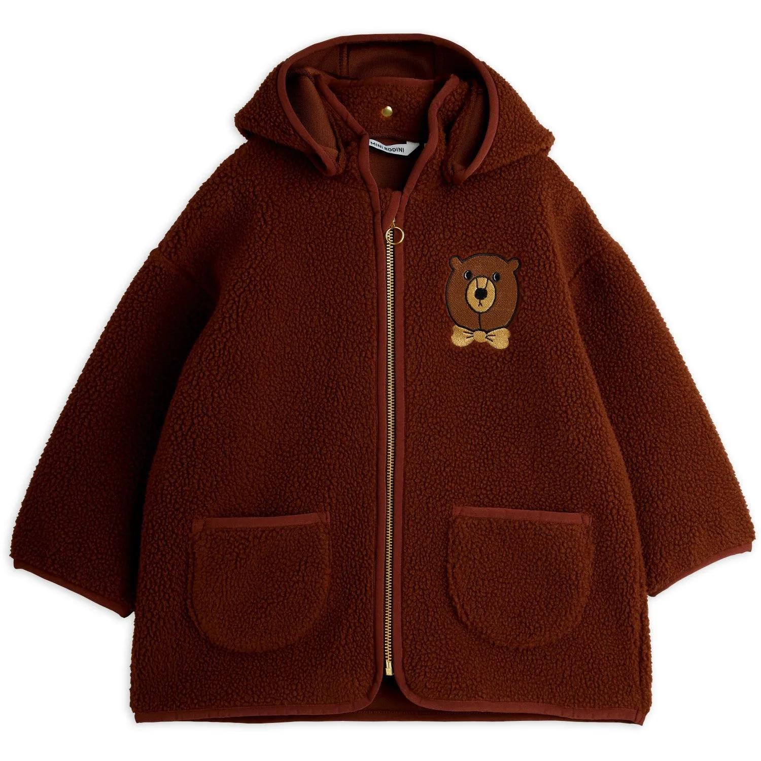 Commuter Fit Mini Rodini Brown Bear Emb Pile Jacket