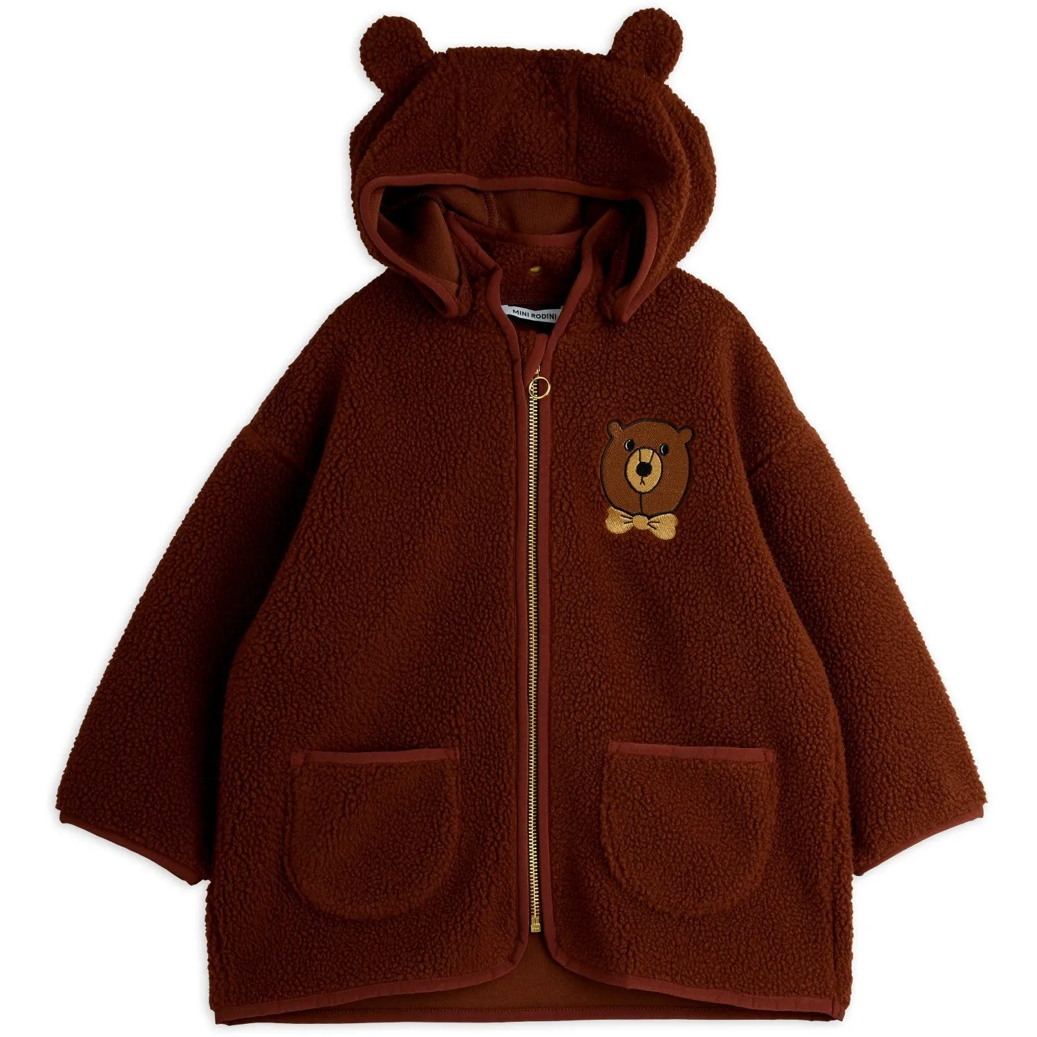 Mini Rodini Brown Bear Emb Pile Jacket Youth