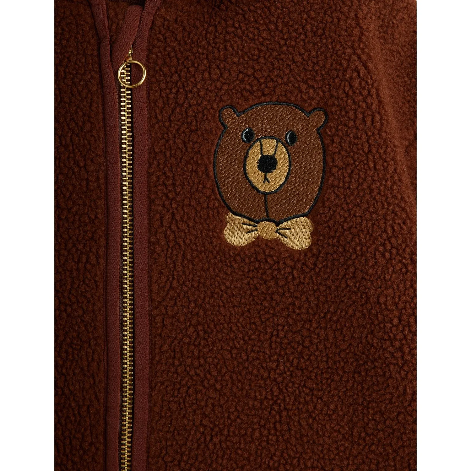 Raglan Sleeve Simple Fit Mini Rodini Brown Bear Emb Pile Jacket