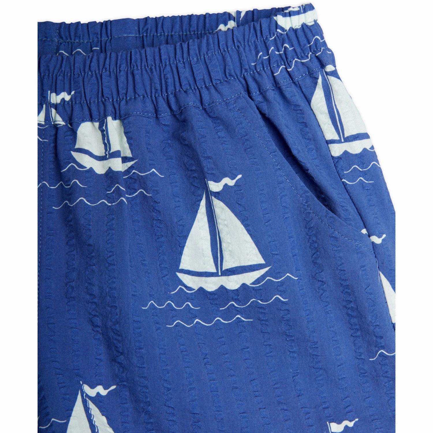 Classic Style Mini Rodini Blue Sailing Boats AOP Woven Shorts