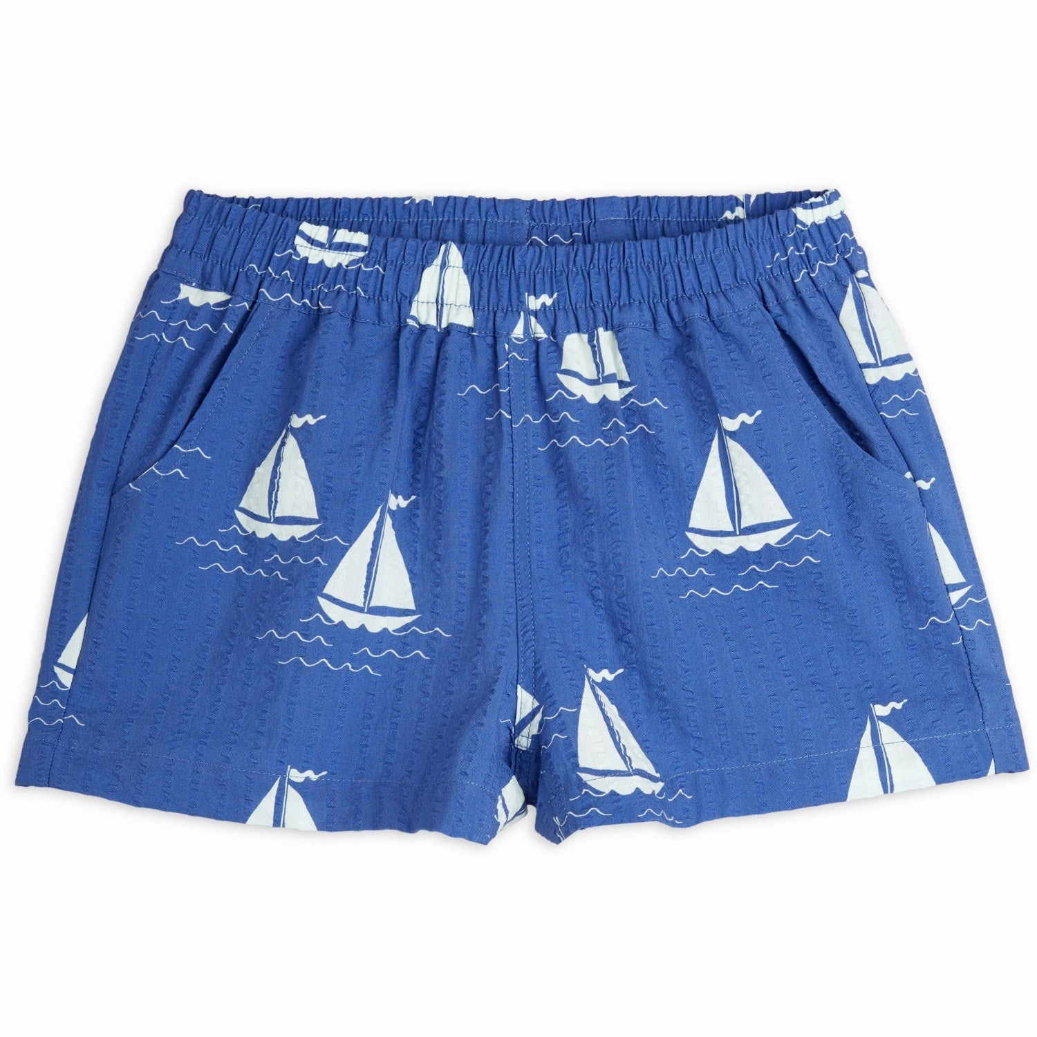 Stain-Resistant Double Layered Panels Mini Rodini Blue Sailing Boats AOP Woven Shorts