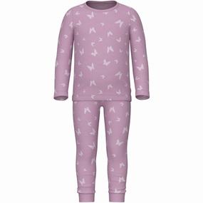 Buttery Soft Texture Name It Pink Lavender Pajamas Pink Butterfly Rib Noos