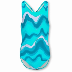 Kids ONLY Spa Retreat / Aqua Waves Laura Cross Back Swimsuit Fade Resistant Color Lock