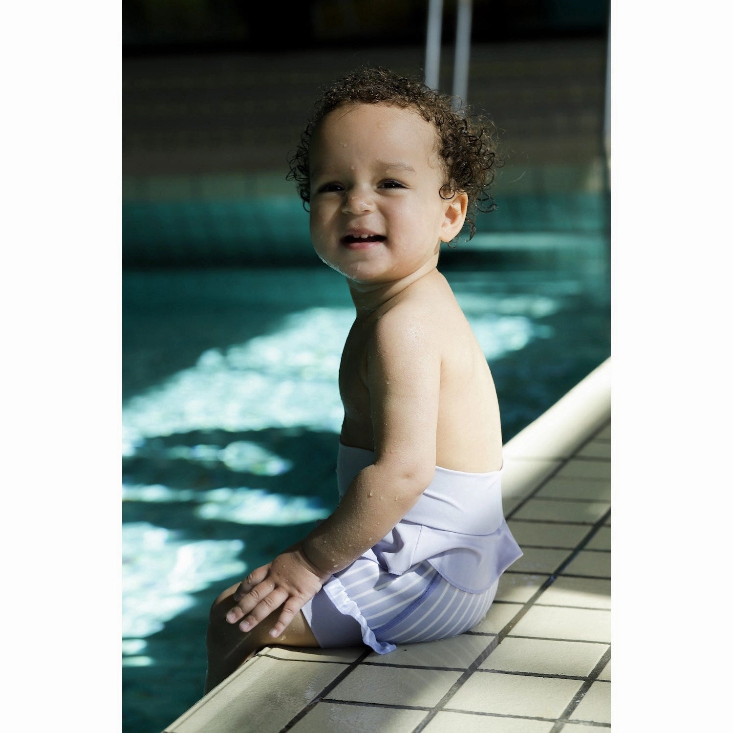 Vanilla COPENHAGEN Neoprene Swim Pants UV50  Lucy Lavender Striped Earthy-Tone Matte Look