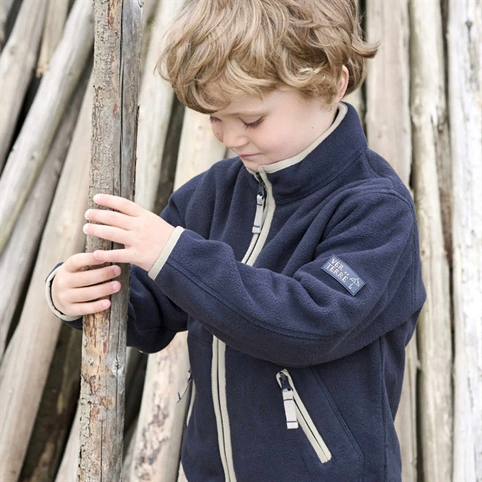 Washable Interior Ver de Terre Doubleface Fleece Jakke Navy/Mocca