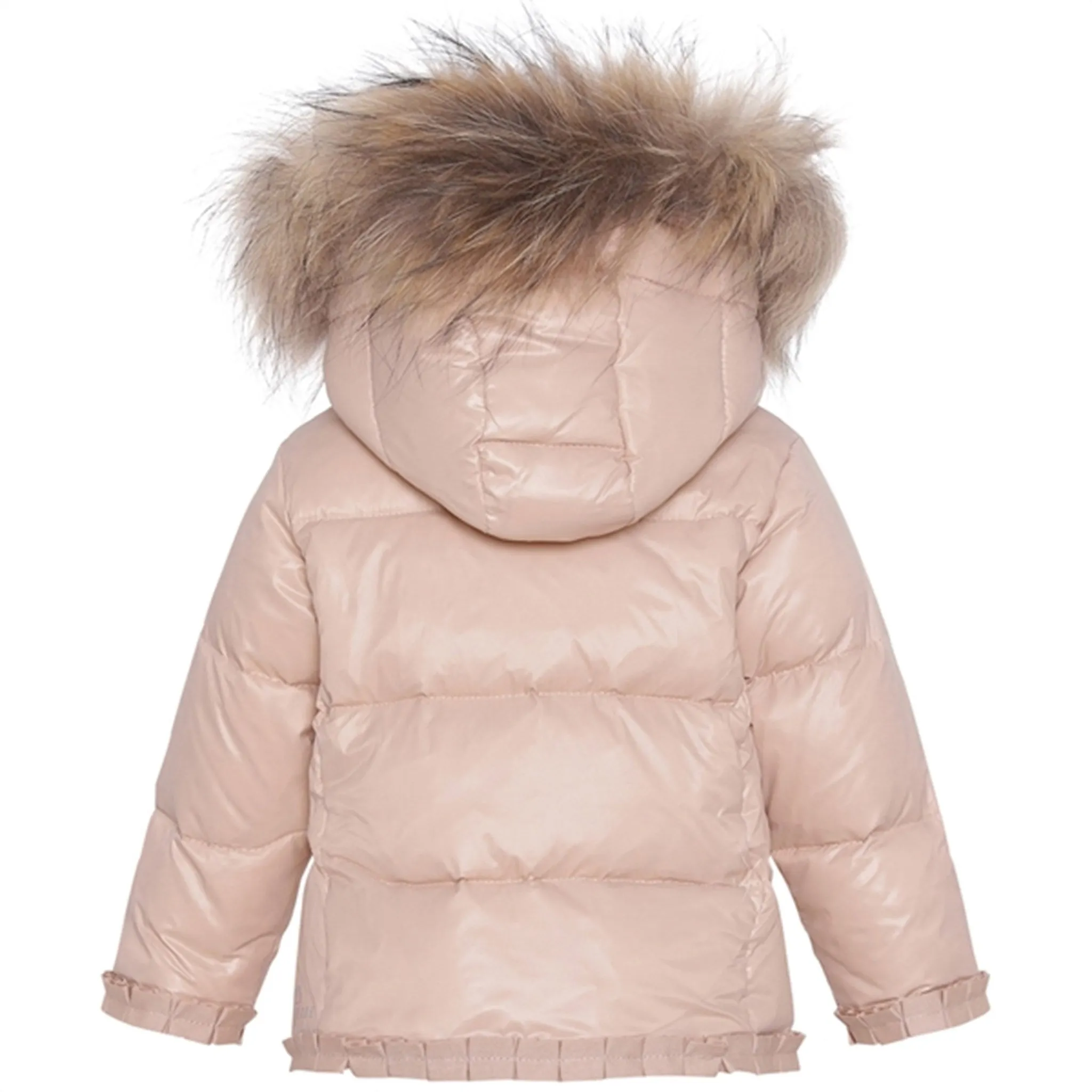 Ver de Terre Featherlight Baby Girls Down Jacket w. Fur Mahogany Rose Trendy everyday shirt Neutral-Shade