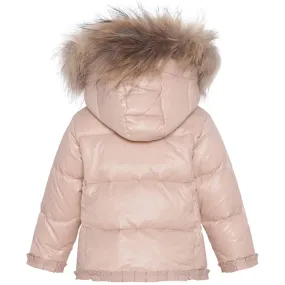 Ver de Terre Featherlight Baby Girls Down Jacket w. Fur Mahogany Rose Trendy everyday shirt Neutral-Shade