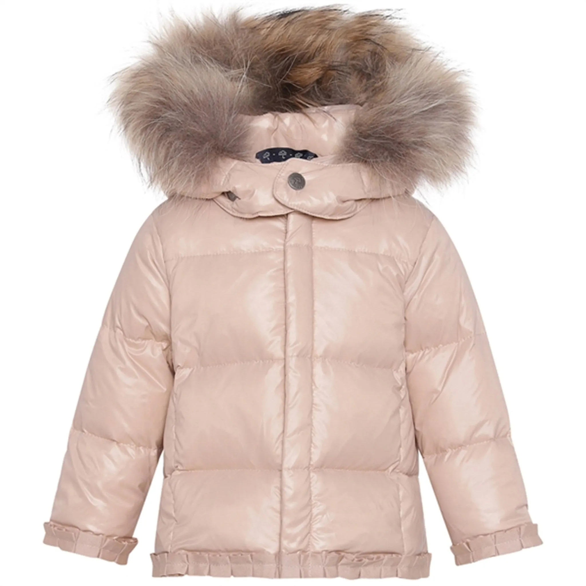 Feminine everyday piece Anti-bacterial Ver de Terre Featherlight Baby Girls Down Jacket w. Fur Mahogany Rose