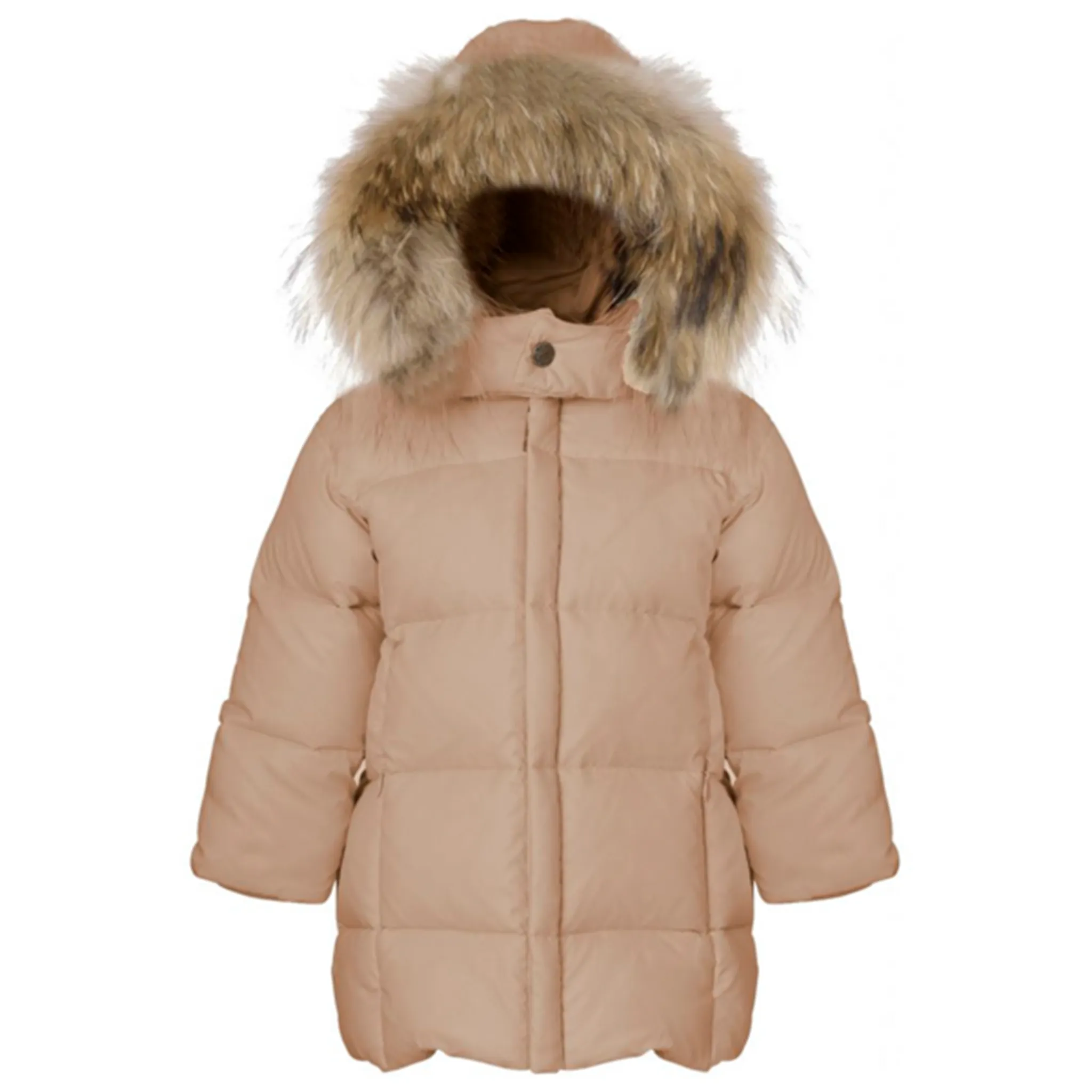 Ver de Terre Featherlight Baby Girls Dunfrakke m. Pels Mahogany Rose Silky-Lining
