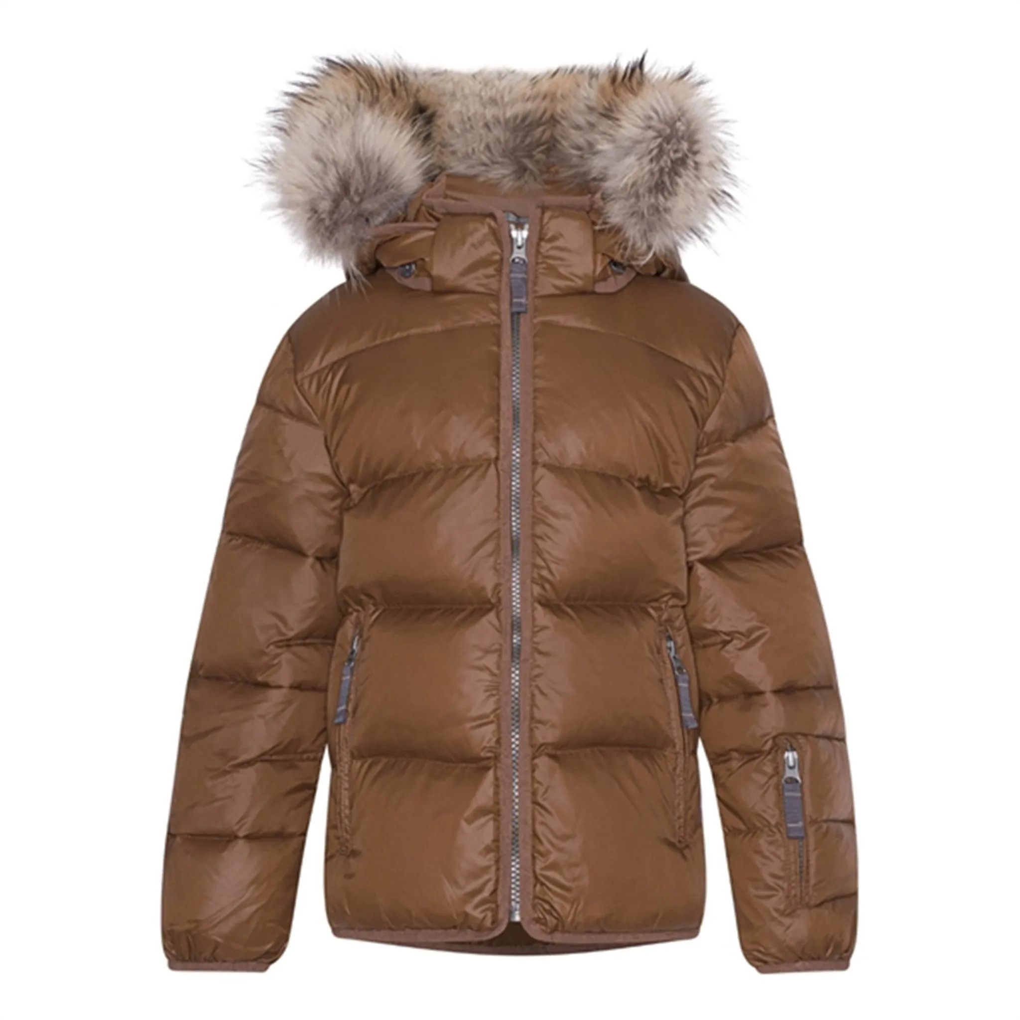 Ver de Terre Featherlight Down Jacket w. Fur Kangaroo Knot-Detail