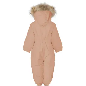 Ver de Terre Flyverdragt m. Pels Mahogany Rose Straight-Hem Buckle-Detail