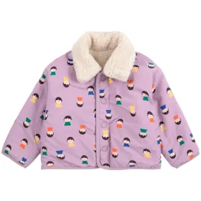 Bobo Choses Lavender Game Pawns All Over Reversible Sheepskin Jacket Glamour