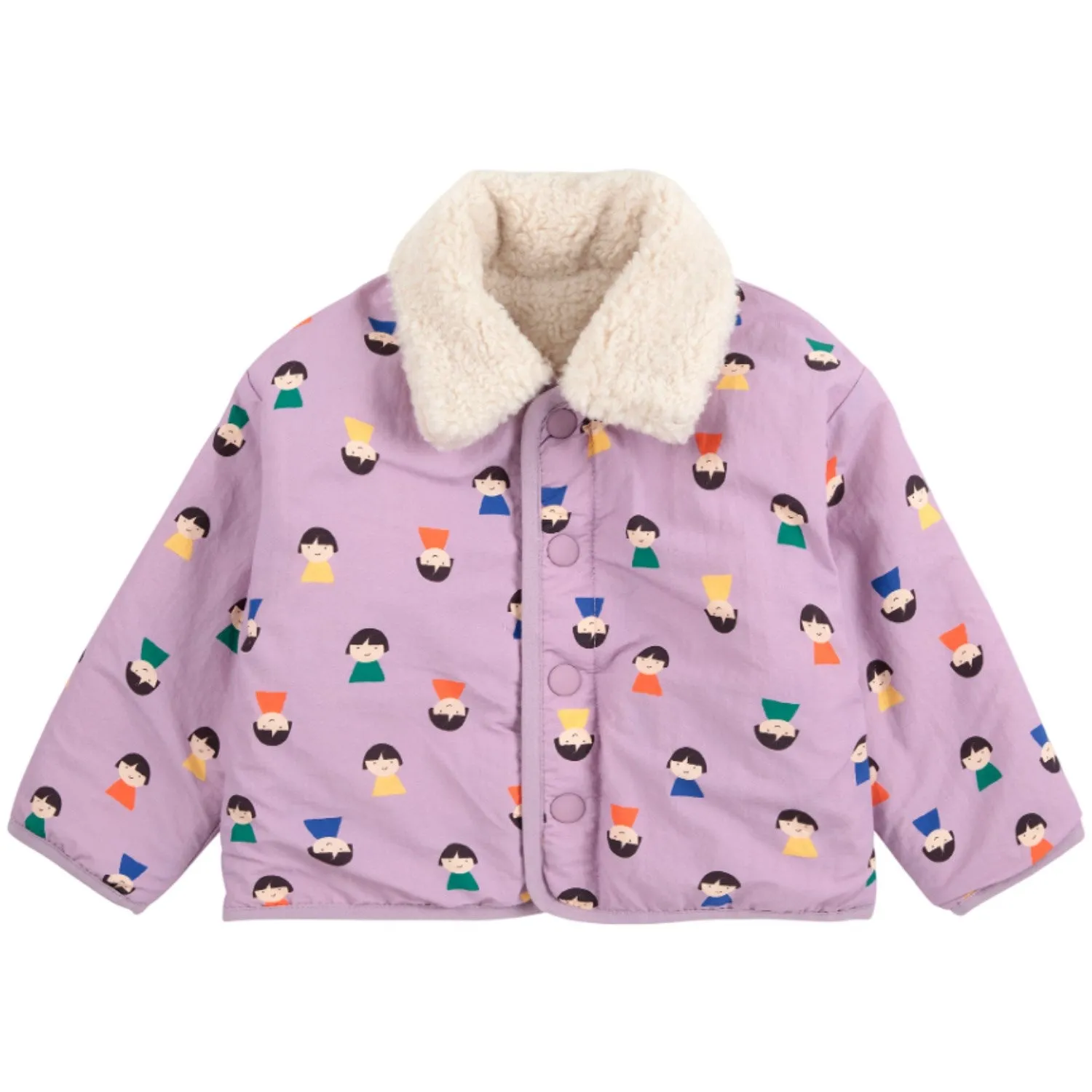 Bobo Choses Lavender Game Pawns All Over Reversible Sheepskin Jacket Glamour
