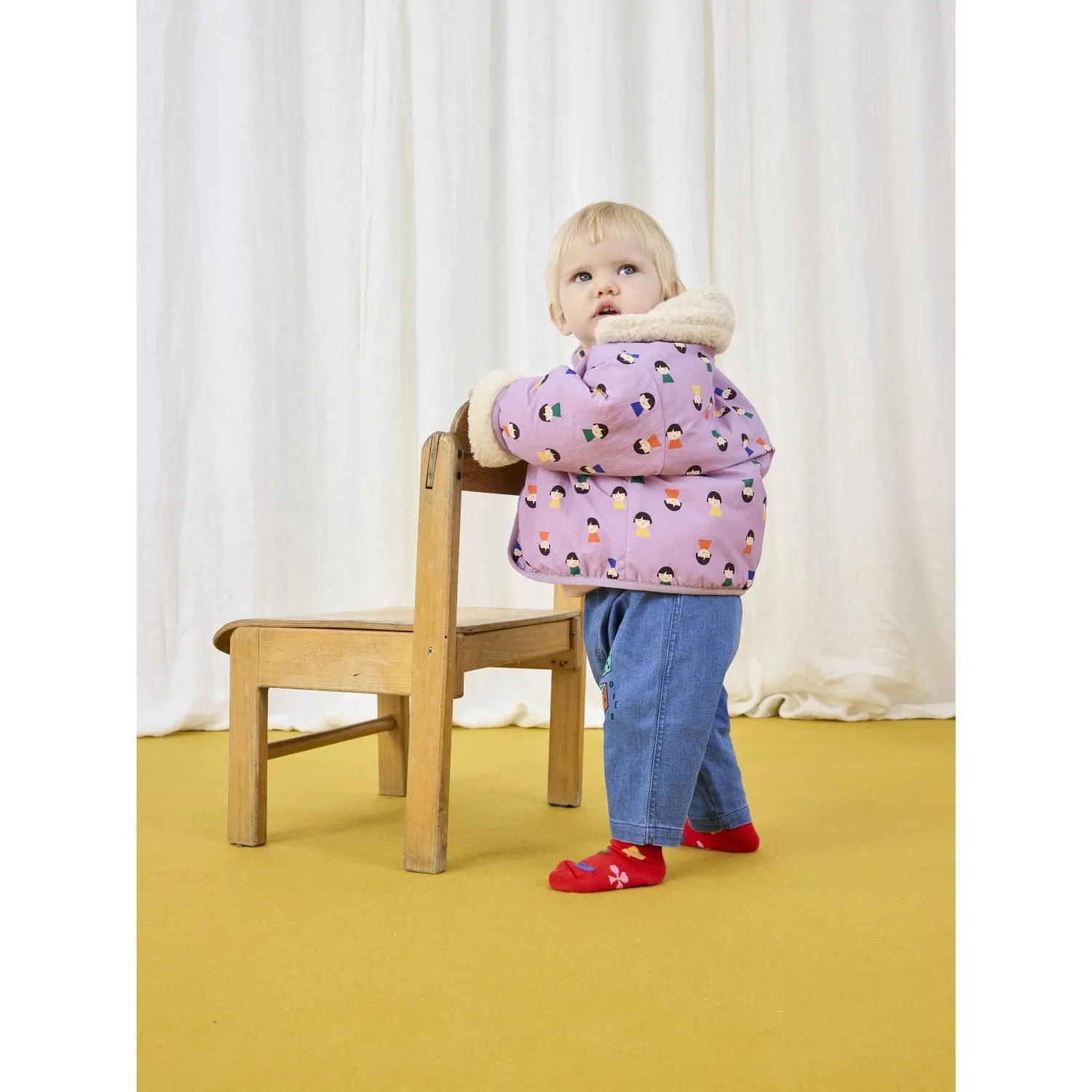 Assist Bobo Choses Lavender Game Pawns All Over Reversible Sheepskin Jacket