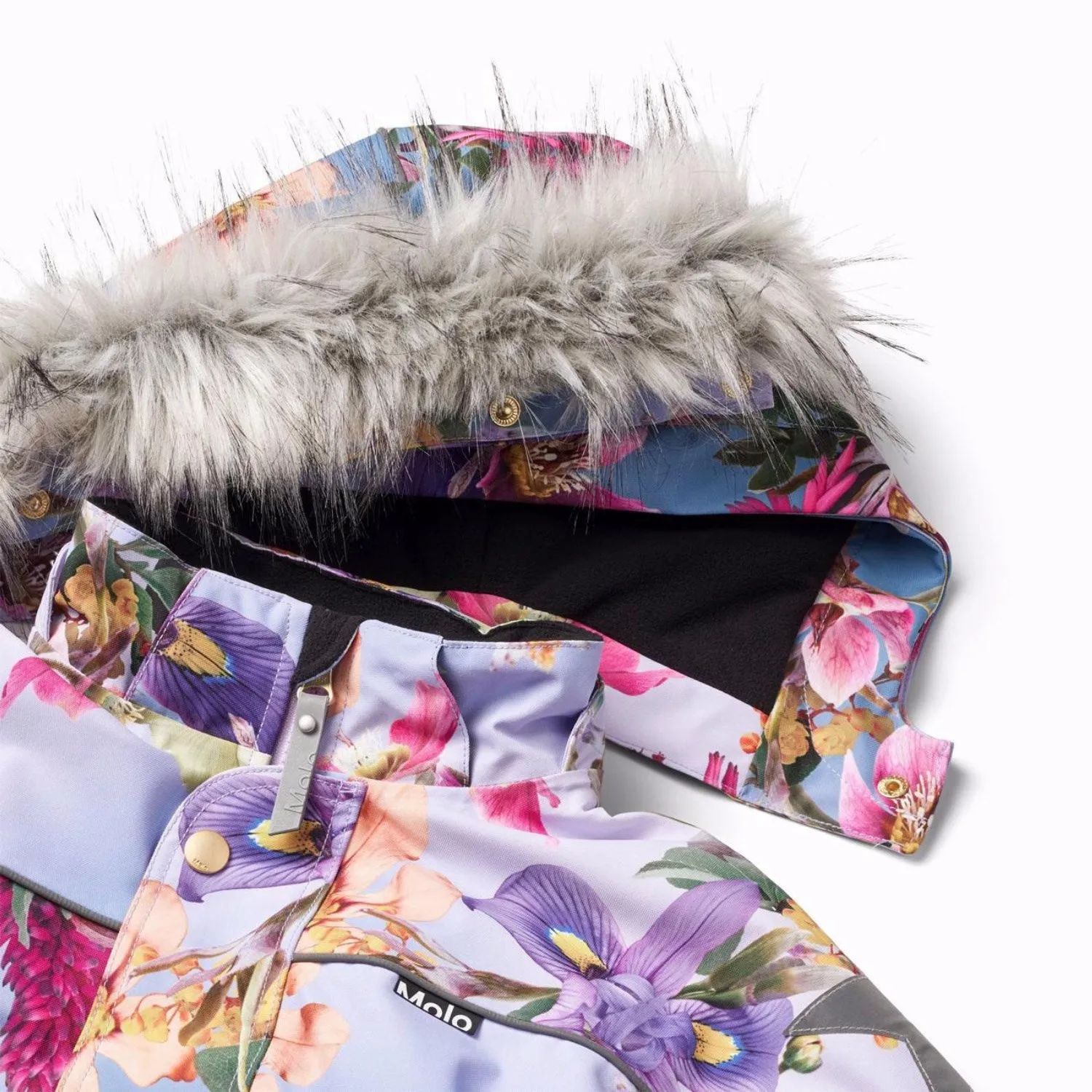 Soft cotton button-down Contrast-Lining Molo Gradient Bloom Polaris Fur Snowsuit