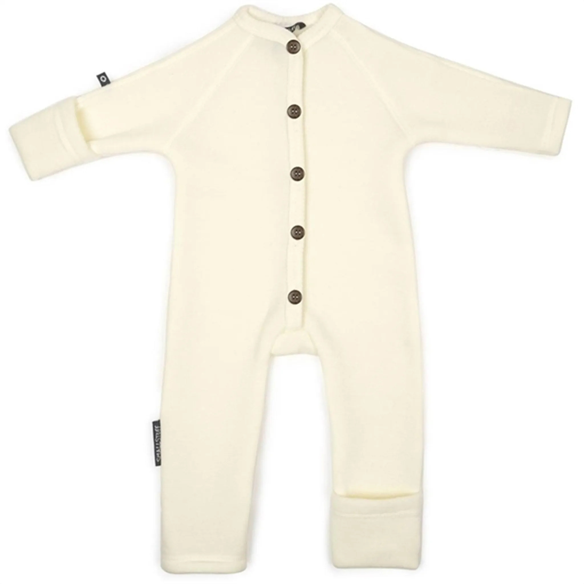 Smallstuff Wool Onesie with Buttons Off White Graduation-Event Pleated-Texture