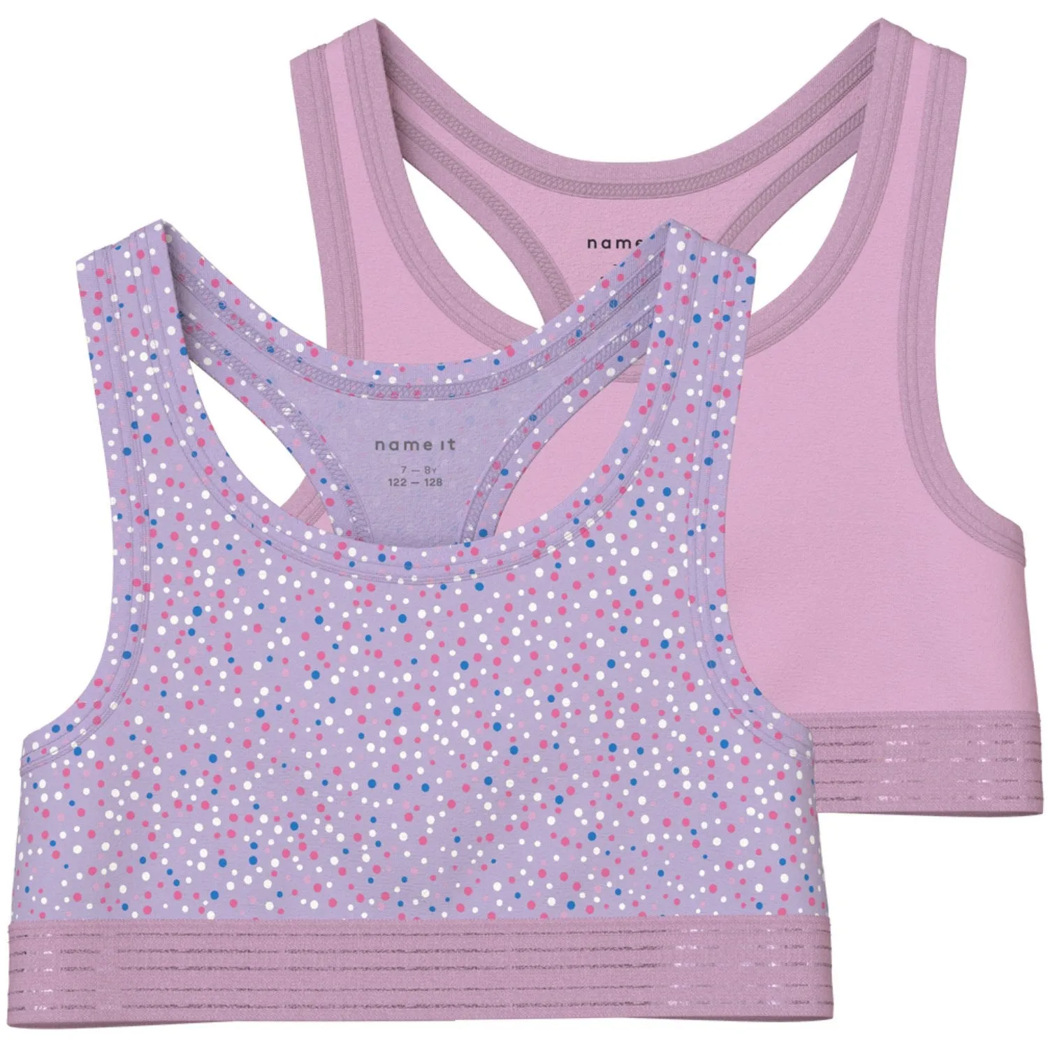 Sustainable workout gear Name It Pastel Lilac Short Top 2-pack Pastel Lilac Dot Noos