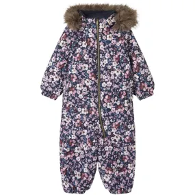 Name It Dark Sapphire Flower Snow10 Suit AOP Fo Noos Keyhole-Back Editor??s-Pick