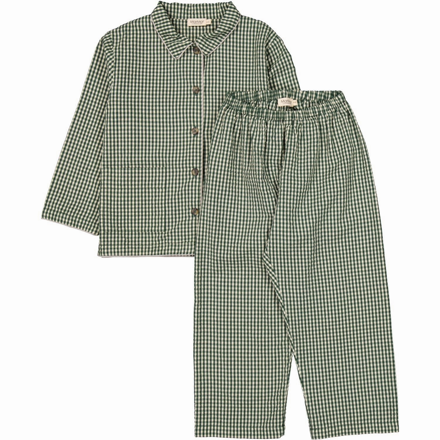 MarMar Cotton Seersucker Green Check Pajama Set Bedtime Prep