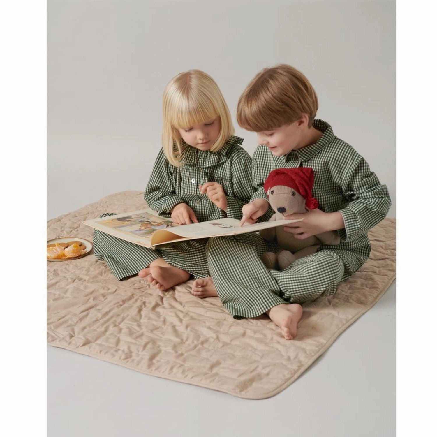 MarMar Cotton Seersucker Green Check Pajama Set Clean Draping AllDay Comfort