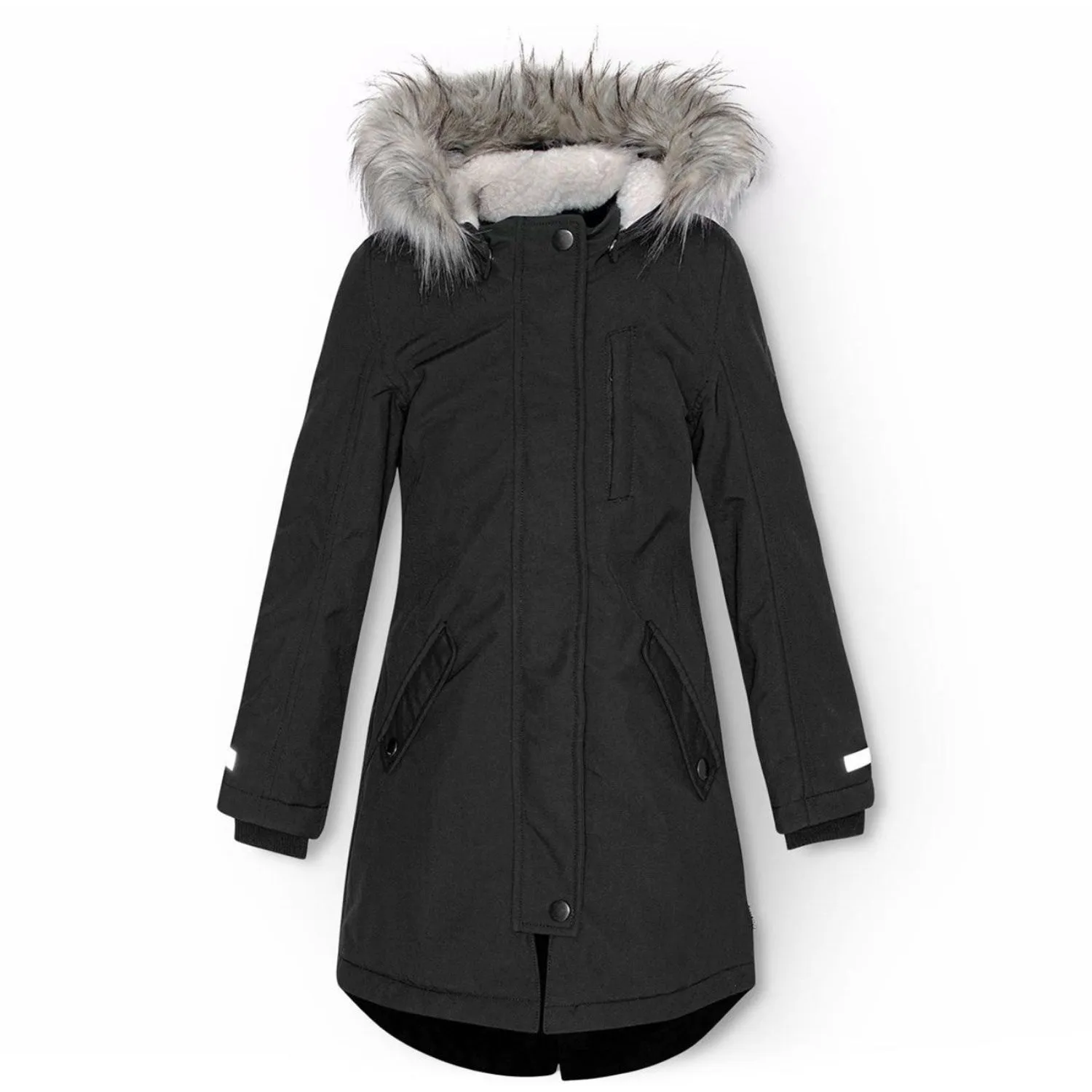 Adjustable Drawstring Hood Appointment Molo Black Peace Jacket