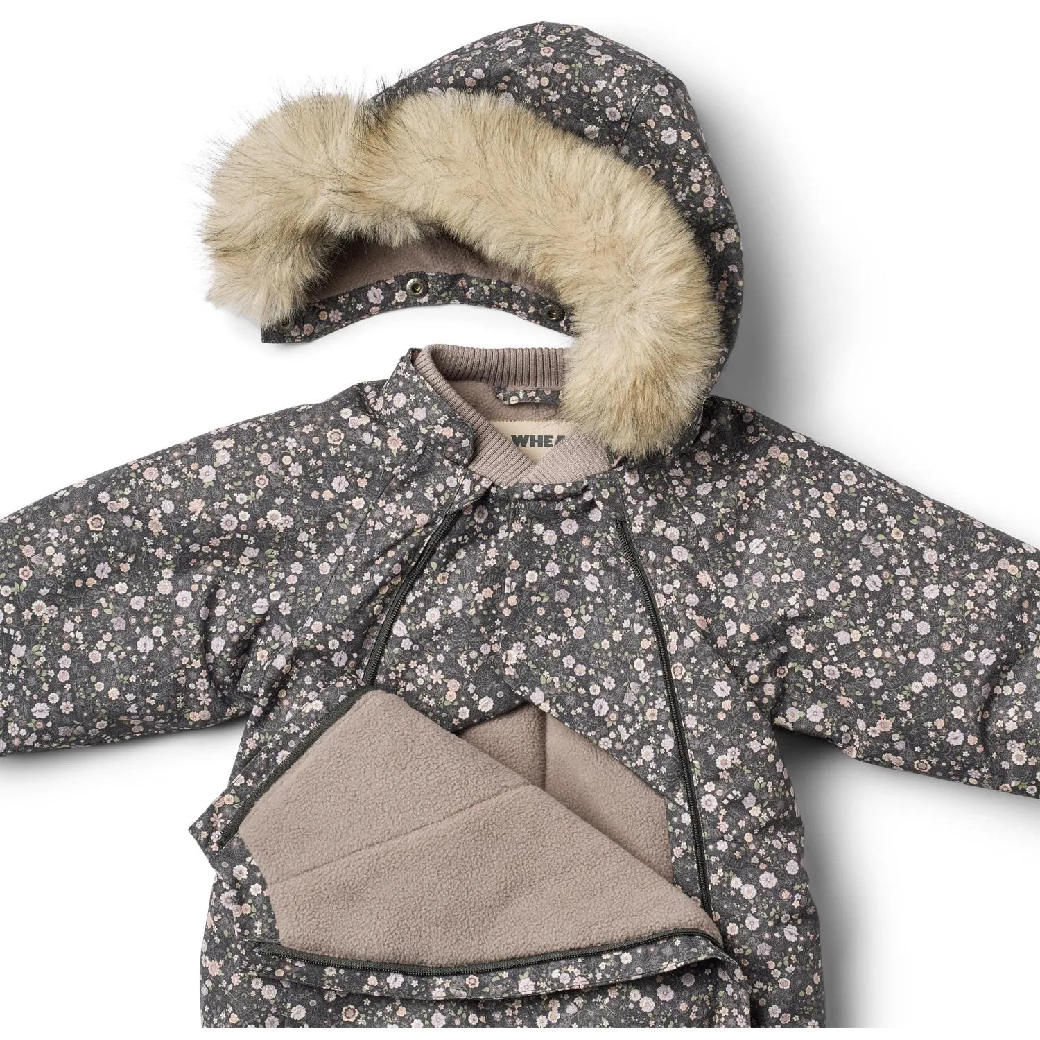Wheat Black Sea Open Flowers Snowsuit Nickie Convertible-Sleeve